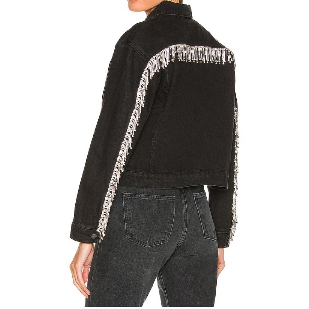 superdown black denim with rhinestone fringe